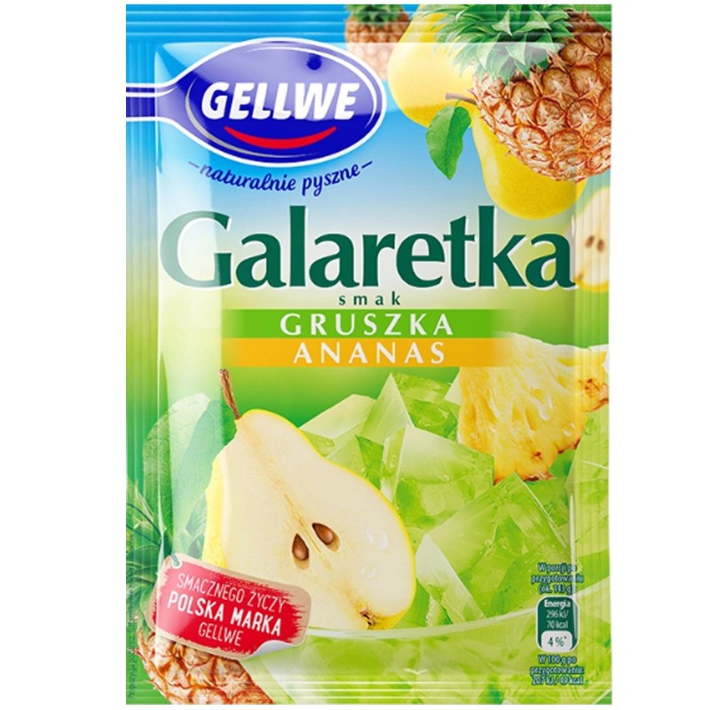 Gellwe GALARETKA podwójny smak GRUSZKA ANANAS 72g KRÓTKA