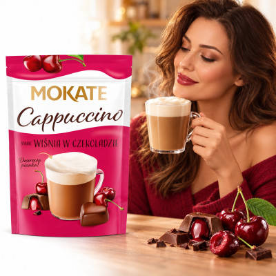 Mokate kawa CAPPUCCINO smak WIŚNIA w CZKOLADZIE z PIANKĄ 110g