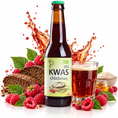 Eko-Natura KWAS CHLEBOWY EKOLOGICZNY z SOKIEM MALINOWYM tradycyjny 330ml