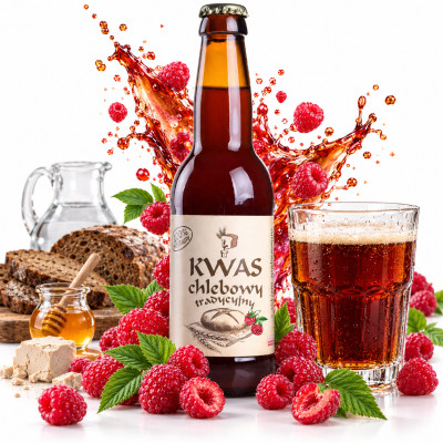 Eko-Natura KWAS CHLEB TRADYCYJNY z MALINAMI sokiem malinowym 330ml
