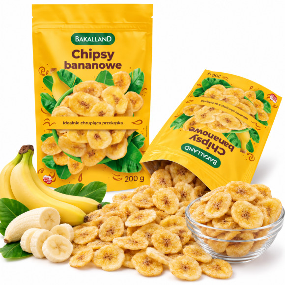 Bakalland CHIPSY BANANOWE 200g zdrowa i słodka przekąska dla całej rodziny