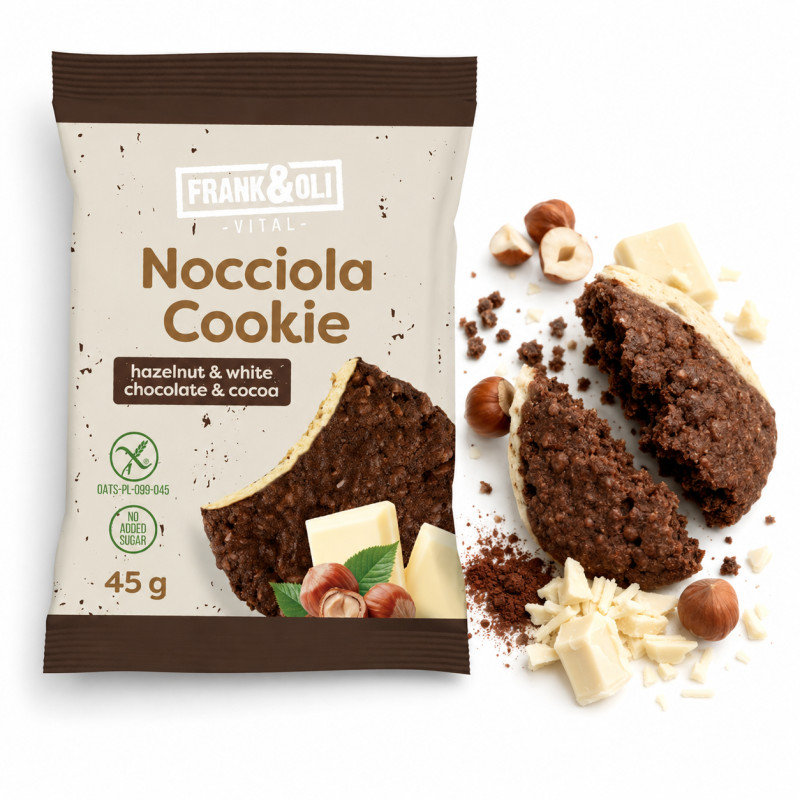 Frank&Oli CIASTKO NOCCIOLA cookie orzech biała czekolada kakao  45g