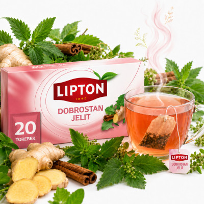 Lipton HERBATA ZIOŁOWA DOBROSTAN JELIT + BIOTYNA mniszek biotyna 20 SASZ.