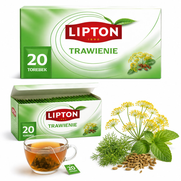 Lipton HERBATA ZIOŁOWA TRAWIENIE + ALOES koper włoski anyż mięta 20 SASZETEK