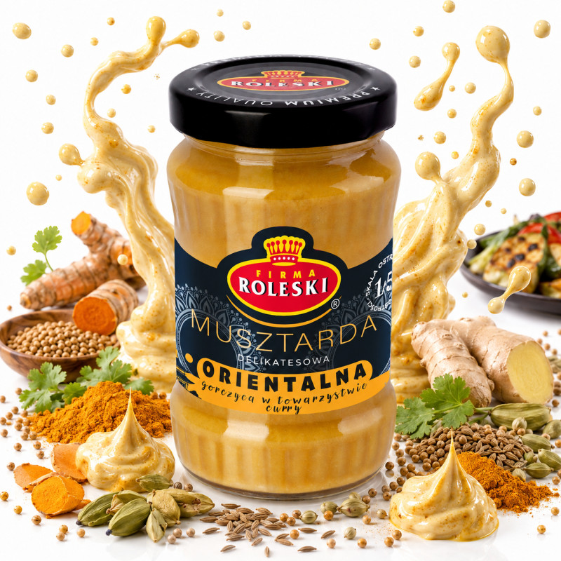 Roleski MUSZTARDA ORIENTALNA gorczyca z curry słoik 175g