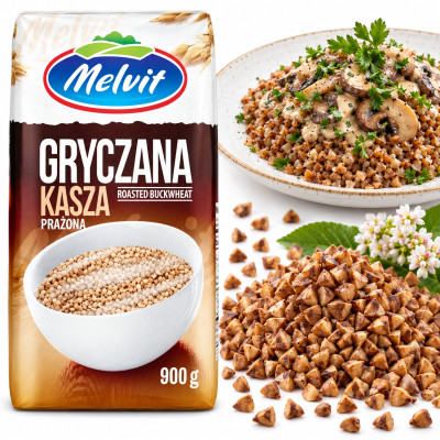 Melvit KASZA GRYCZANA PRAŻONA 900G DUŻE OPAKOWANIE