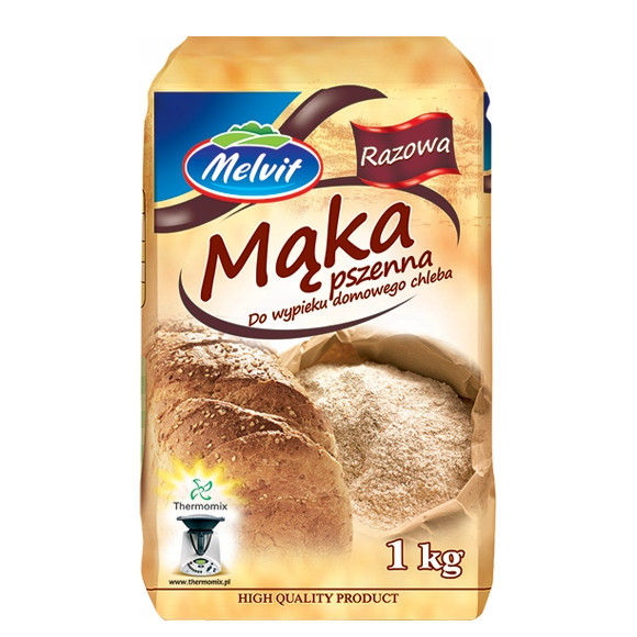Melvit MĄKA PSZENNA RAZOWA 1KG PEŁNE ZIARNO PSZENICY
