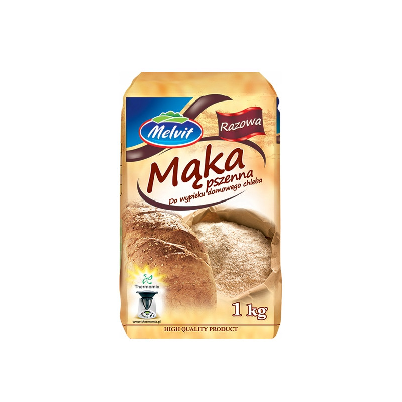 Melvit MĄKA PSZENNA RAZOWA 1KG PEŁNE ZIARNO PSZENICY