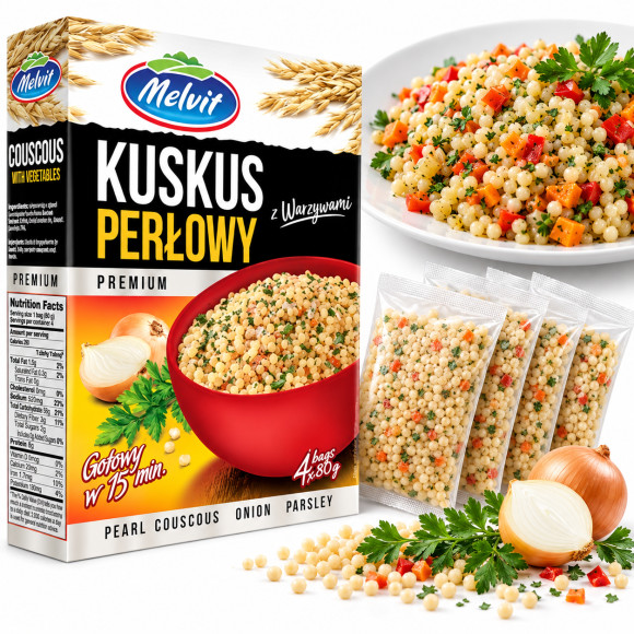Melvit KUSKUS PERŁOWY Z WARZYWAMI (4 x 80 g) 320 g