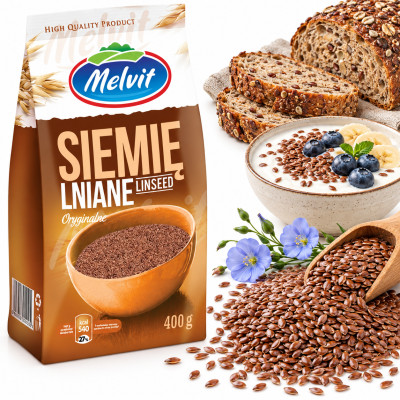 Melvit SIEMIĘ LNIANE 400G wysoka zawartość błonnika