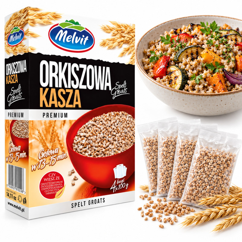 Melvit KASZA ORKISZKOWA PREMIUM 4x100G torebki
