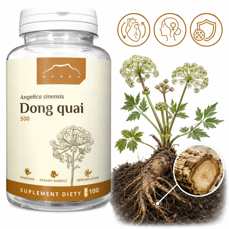 Nanga DONG QUAI 500mg 100 kapsułek DZIĘGIEL CHIŃSKI wsparcie LIBIDO NASTRÓJ