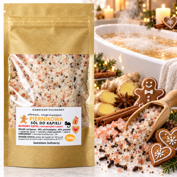 KAMELEON KULINARNY pachnąca PIERNIKOWA SÓL DO KĄPIELI korzenna 200g