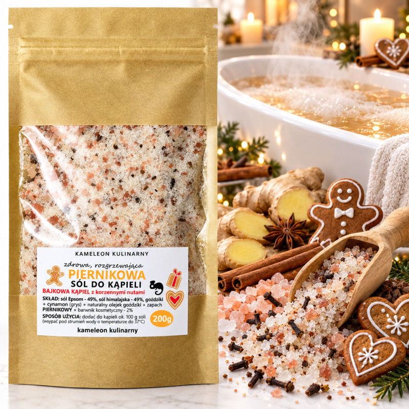 KAMELEON KULINARNY pachnąca PIERNIKOWA SÓL DO KĄPIELI korzenna 200g