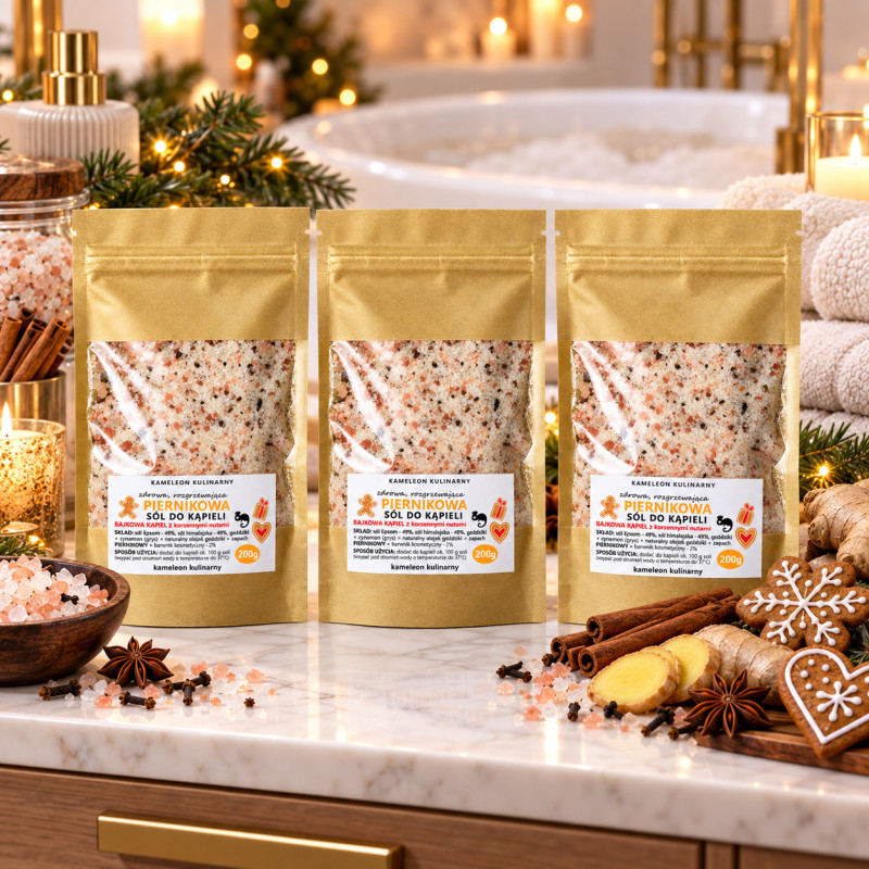 KAMELEON KULINARNY pachnąca PIERNIKOWA SÓL DO KĄPIELI korzenna 200g