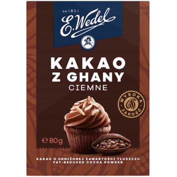 Wedel KAKAO Z GHANY CIEMNE obniżona zawartość tłuszczu 80G