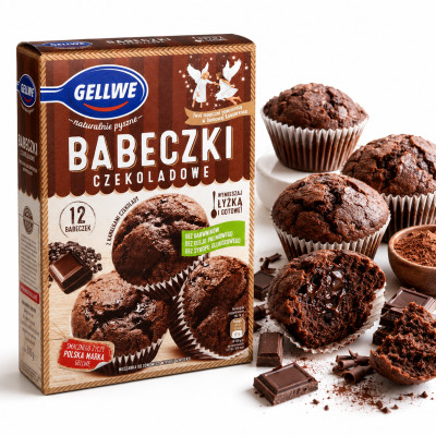 Gellwe BABECZKI MOCNO CZEKOLADOWE 300g mieszanka do wykonania babeczek