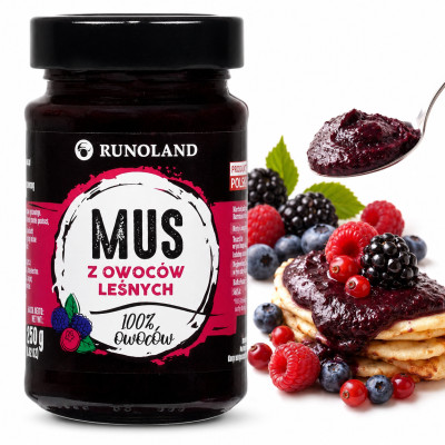 Runoland MUS z OWOCÓW LEŚNYCH owoce leśne w słoiku 100% 250g 246ml