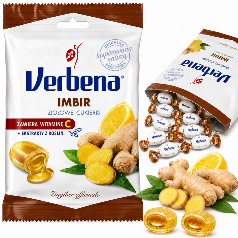Verbena ZIOŁOWE imbirowe cukierki IMBIR witamina C 60g