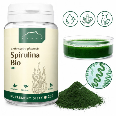 Nanga SPIRULINA BIO 500g 200 tabletek wsparcie DETOKSYKACJA ODPORNOŚĆ