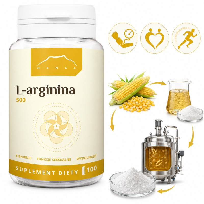 Nanga L-ARGININA 500mg 100kaps wsparcie CIŚNIENIE PRZEPŁYW KRWI