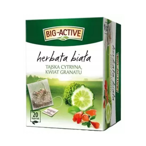 BIG-ACTIVE HERBATA BIAŁA Z TAJSKĄ CYTRYNĄ I KWIATEM GRANATU 20 kopertek