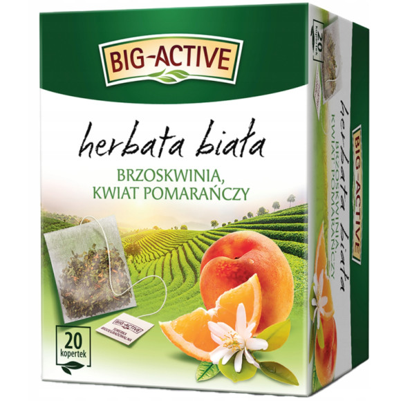 BIG-ACTIVE HERBATA BIAŁA BRZOSKWINIA I KWIAT POMARAŃCZY 20 kopertek