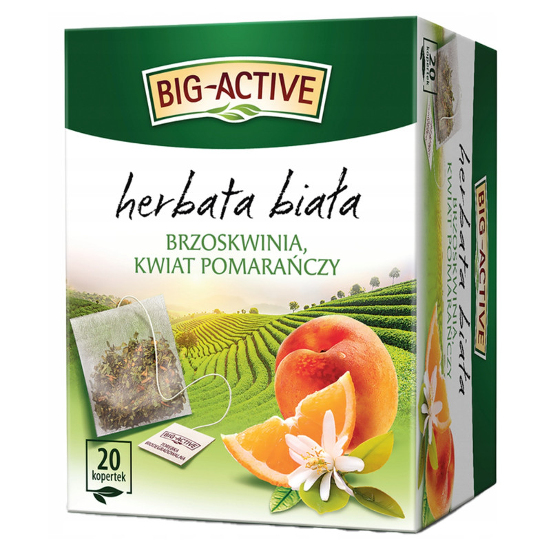 BIG-ACTIVE HERBATA BIAŁA BRZOSKWINIA I KWIAT POMARAŃCZY 20 kopertek