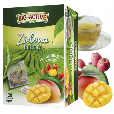BIG-ACTIVE HERBATA ZIELONA OPUNCJA Z MANGO ekspresowa 20 kopertek