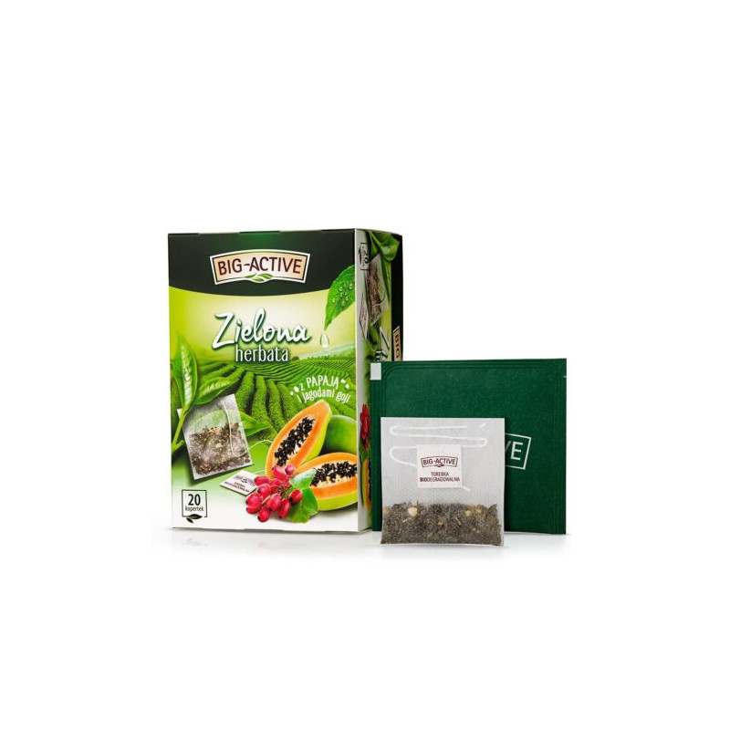 BIG-ACTIVE HERBATA ZIELONA PAPAJA JAGODY GOJI ekspresowa 20 kopertek