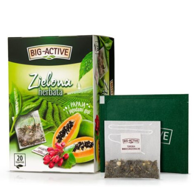 BIG-ACTIVE HERBATA ZIELONA PAPAJA JAGODY GOJI ekspresowa 20 kopertek