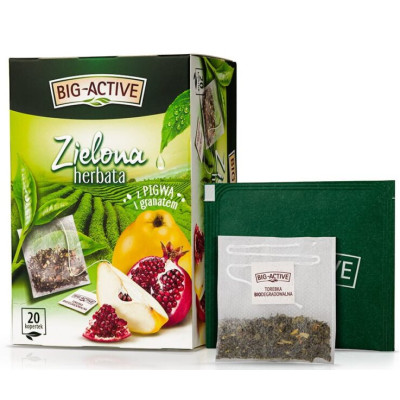 BIG-ACTIVE HERBATA ZIELONA PIGWA GRANAT ekspresowa 20 kopertek