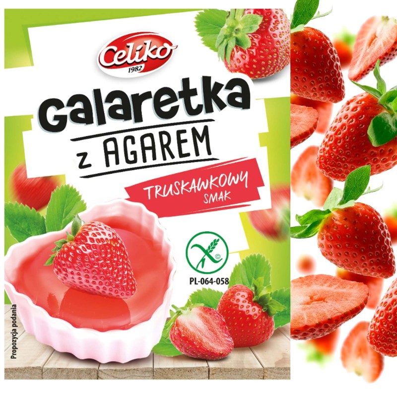 CELIKO GALARETKA Z AGAREM truskawkowa BEZGLUTENOWA szybko