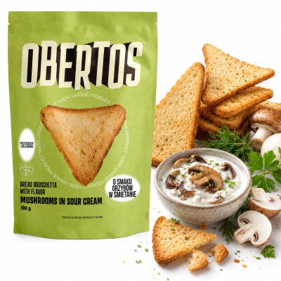 OBERTOS o smaku GRZYBÓW w ŚMIETANIE przekąska chlebowa pszenna 100g