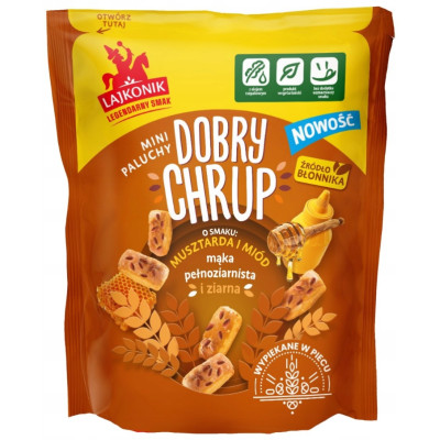 Lajkonik MINI PALUCHY DOBRY CHRUP smak MUSZTARDA I MIÓD 100G