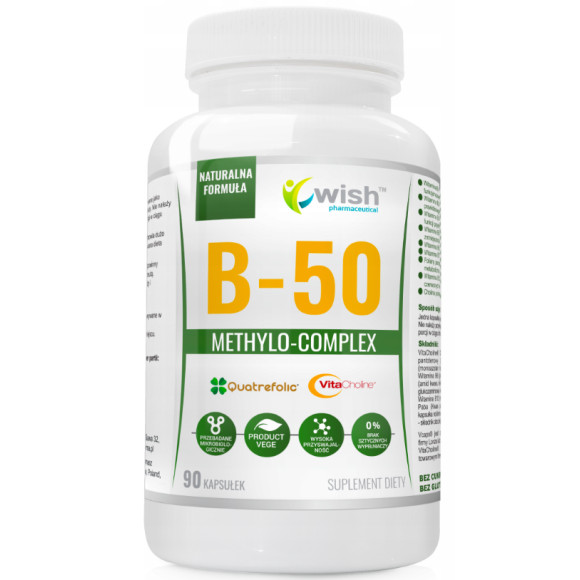 WISH Witamina B-50 COMPLEX PRAWIDŁOWY ROZWÓJ B50 metylowana 90 kaps
