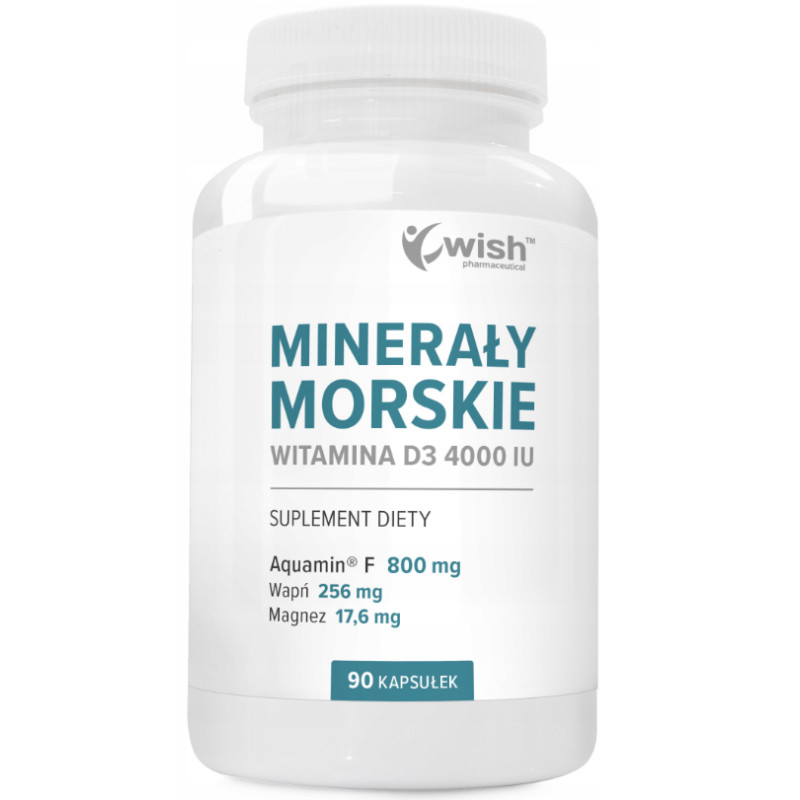 WISH MINERAŁY MORSKIE + WIT D 4000IU + AQUAMIN + WAPŃ + MAGNEZ 90 KAPSUŁEK