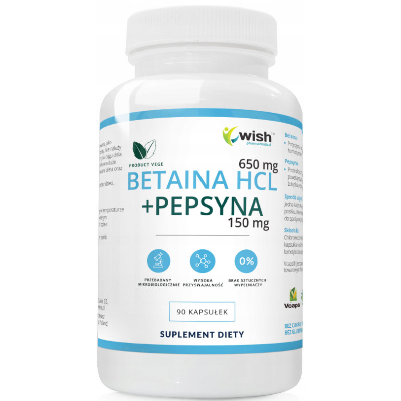 WISH BETAINA 650MG + PEPSYNA 150MG wsparcie TRAWIENIE odżywienie 90 kaps.