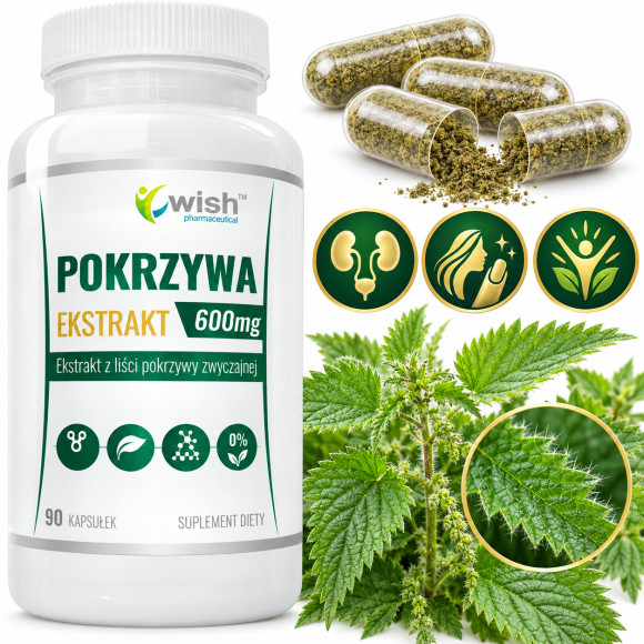WISH POKRZYWA ZWYCZAJNA EKSTRAKT 600MG wsparcie ODPORNOŚĆ WŁOSY 90 KAPSUŁEK