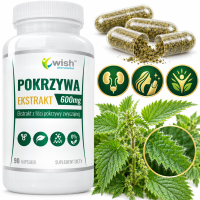 WISH POKRZYWA ZWYCZAJNA EKSTRAKT 600MG wsparcie ODPORNOŚĆ WŁOSY 90 KAPSUŁEK