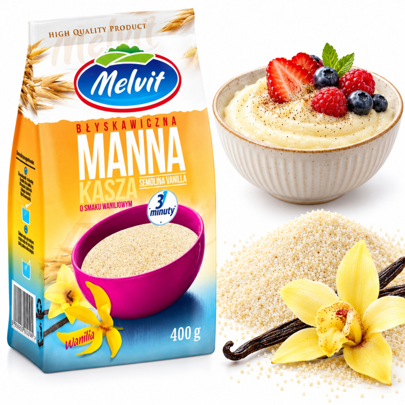 Melvit KASZA MANNA BŁYSKAWICZNA WANILIOWA 400G