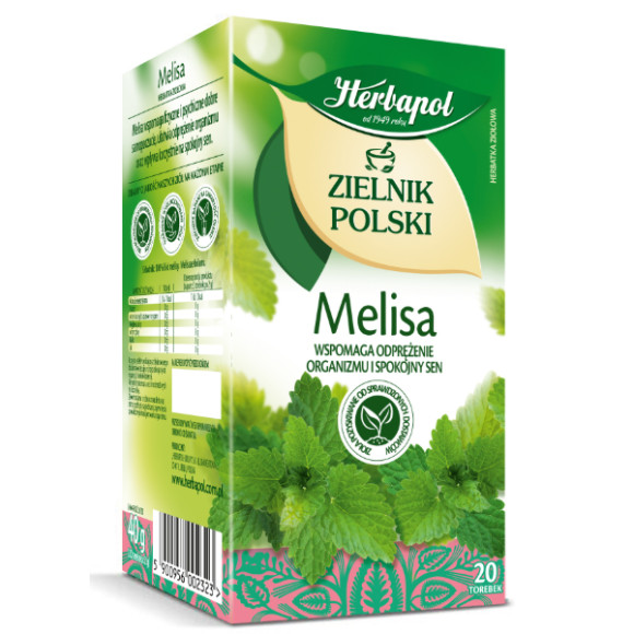 Herbapol POLSKI ZIELNIK MELISA wsparcie ODPREŻENIE SEN 20 SZASZETEK