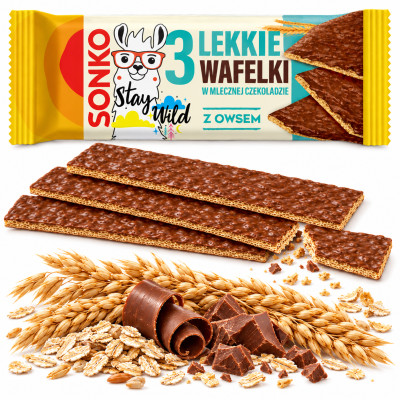 Sonko WAFELKI Z OWSEM W MLECZNEJ CZEKOLADZIE lekkie wafelki chrupiące 36g
