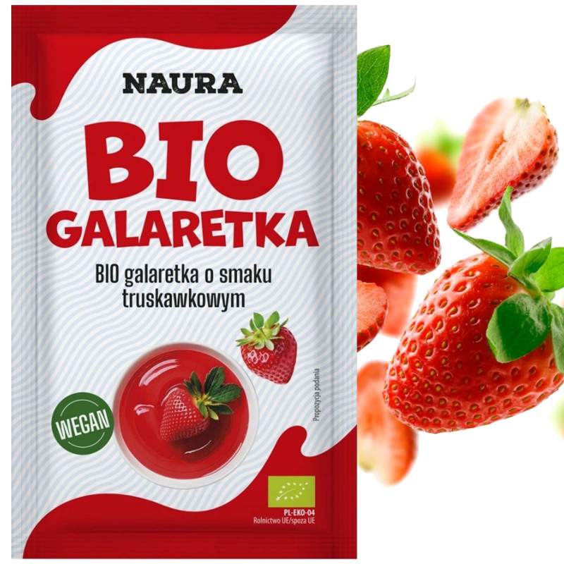 Naura BIO GALARETKA O SMAKU TRUSKAWKOWYM truskawka WEGAN z agarem 38G