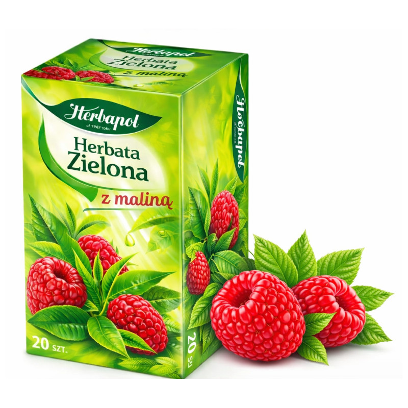 Herbapol herbata ZIELONA Z MALINĄ 20 SASZETEK
