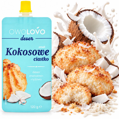 OWOLOVO Deser owocowo-ryżowy o smaku CIASTKO KOKOSOWE 120g