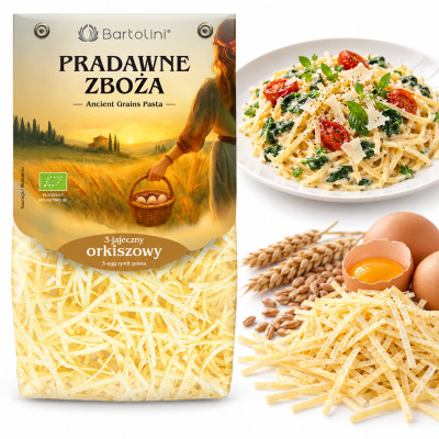 Makaron Bartolini Eko Orkiszowy 3-jajeczny 250g krajanka średnia