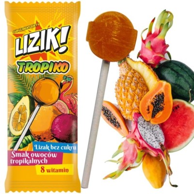 Starpharma LIZIK TROPIKO lizak bez cukru OWOCE TROPIKALNE 8