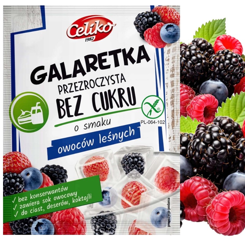 CELIKO GALARETKA BEZ CUKRU BEZ GLUTENU PRZEZROCZYSTA owoce