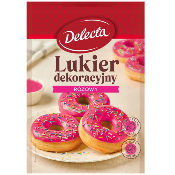 Delecta LUKIER DEKORACYJNY RÓŻOWY do wypieków ciast deserów